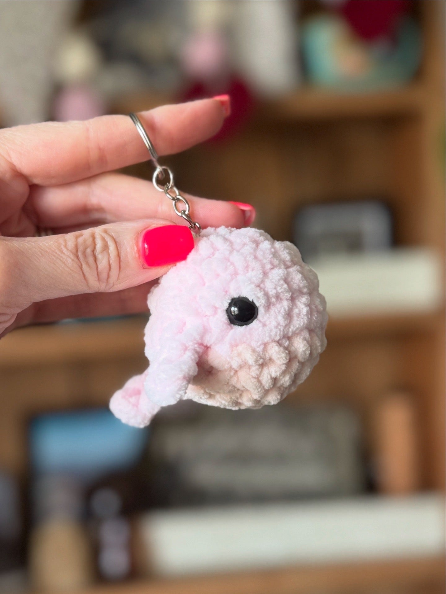 Plush Crochet Whale Keychain – Handmade Amigurumi Whale Bag Charm