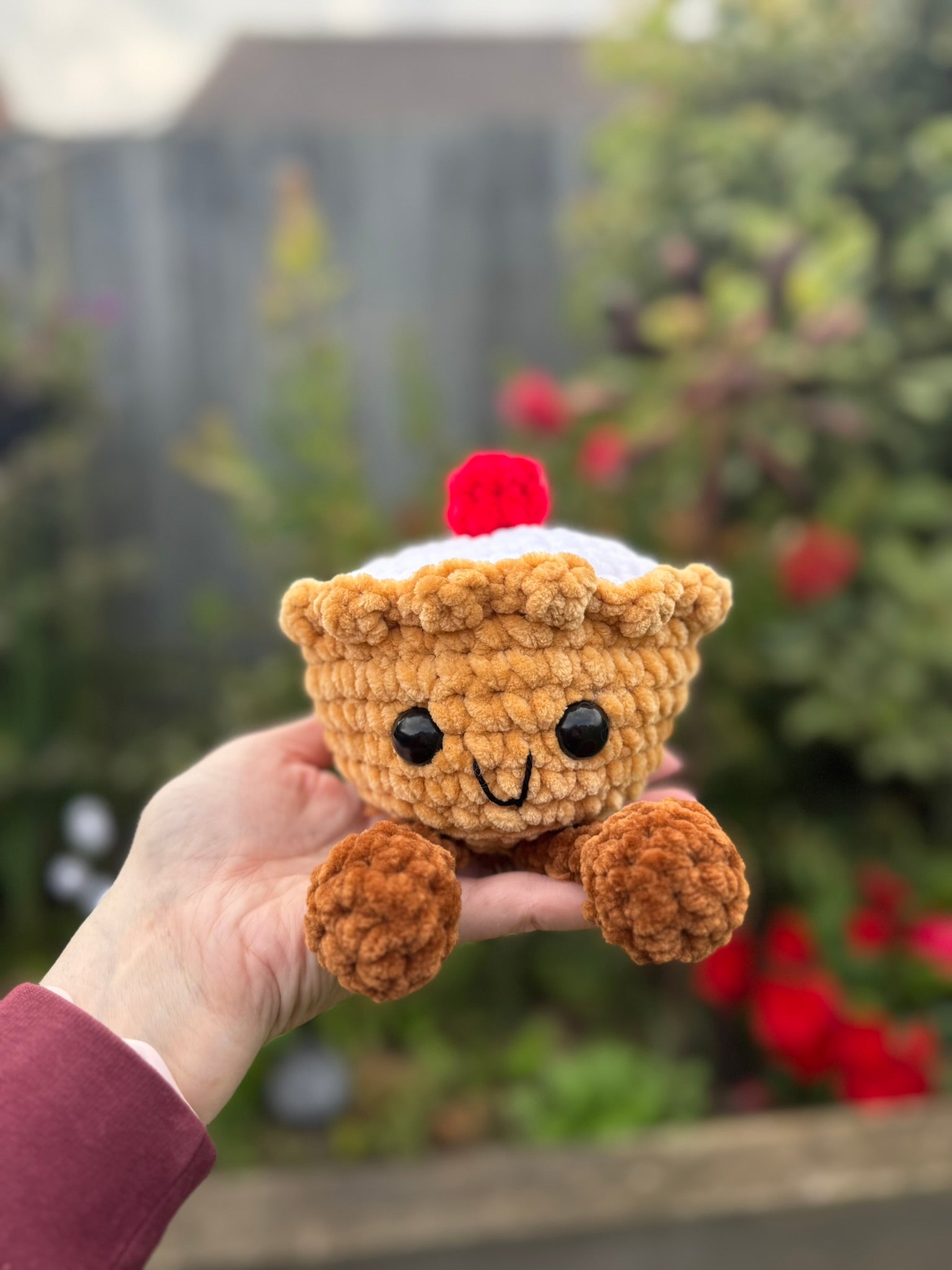 Crochet Cherry Bakewell Plush