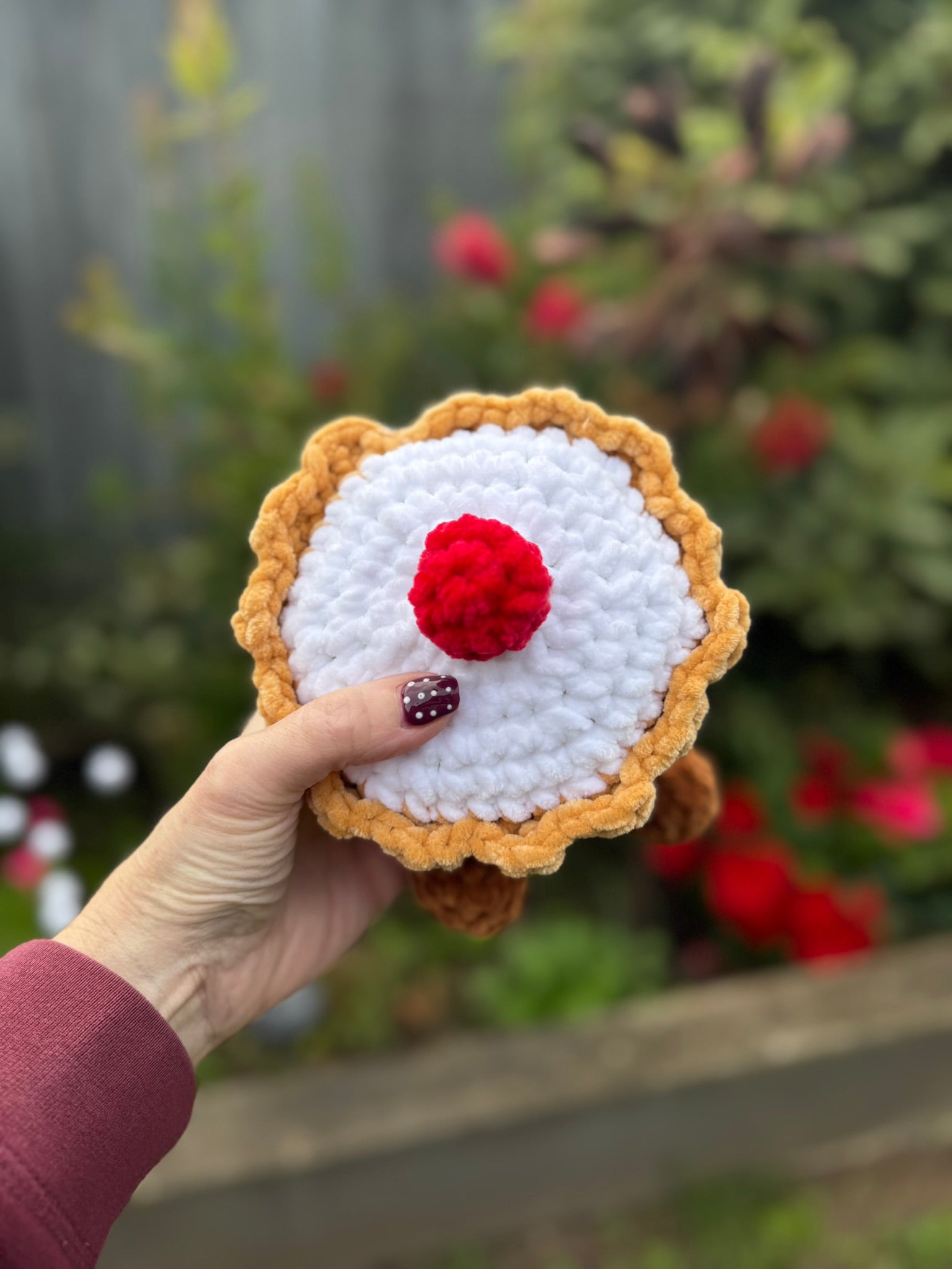 Crochet Cherry Bakewell Plush
