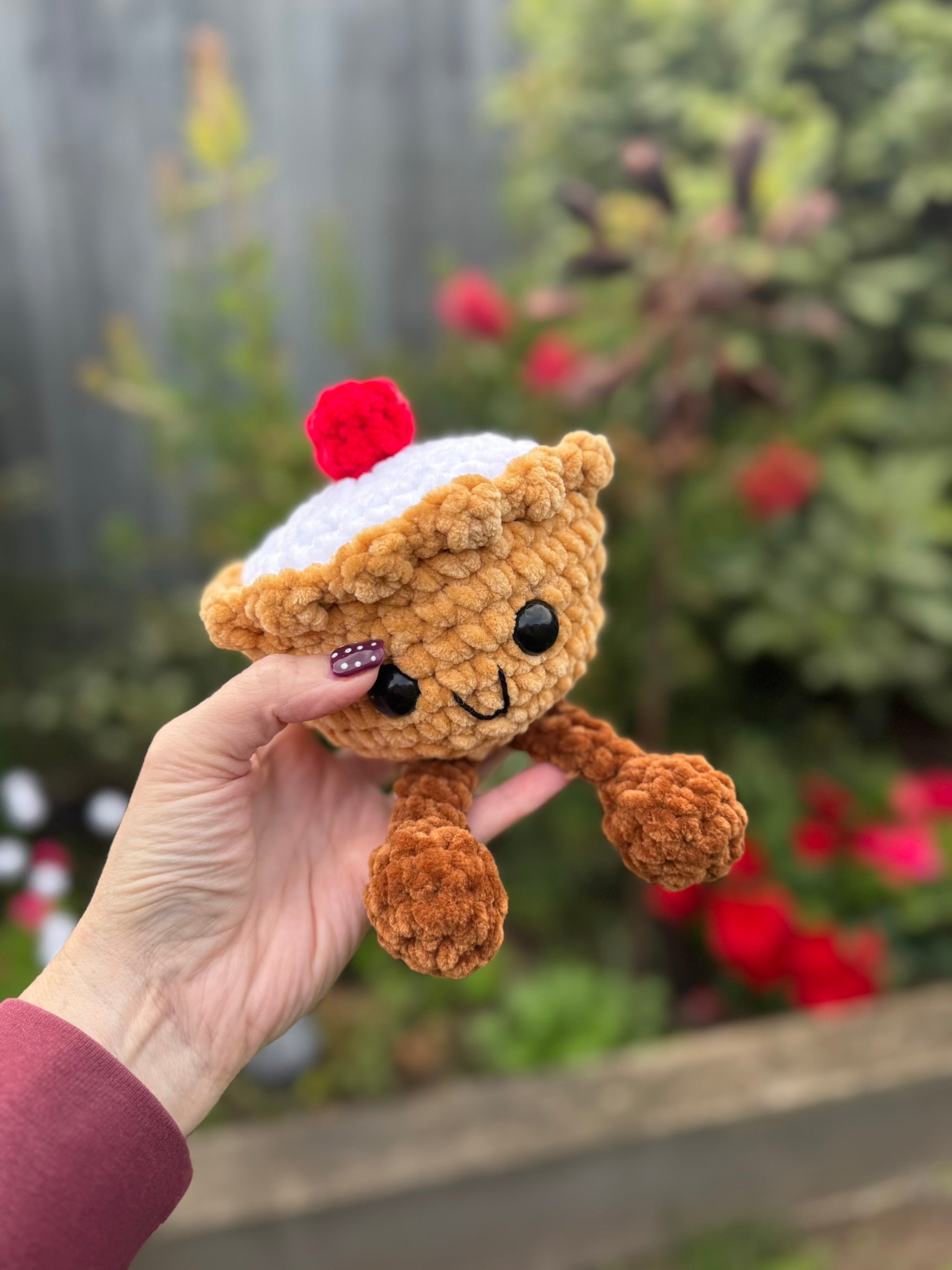 Crochet Cherry Bakewell Plush