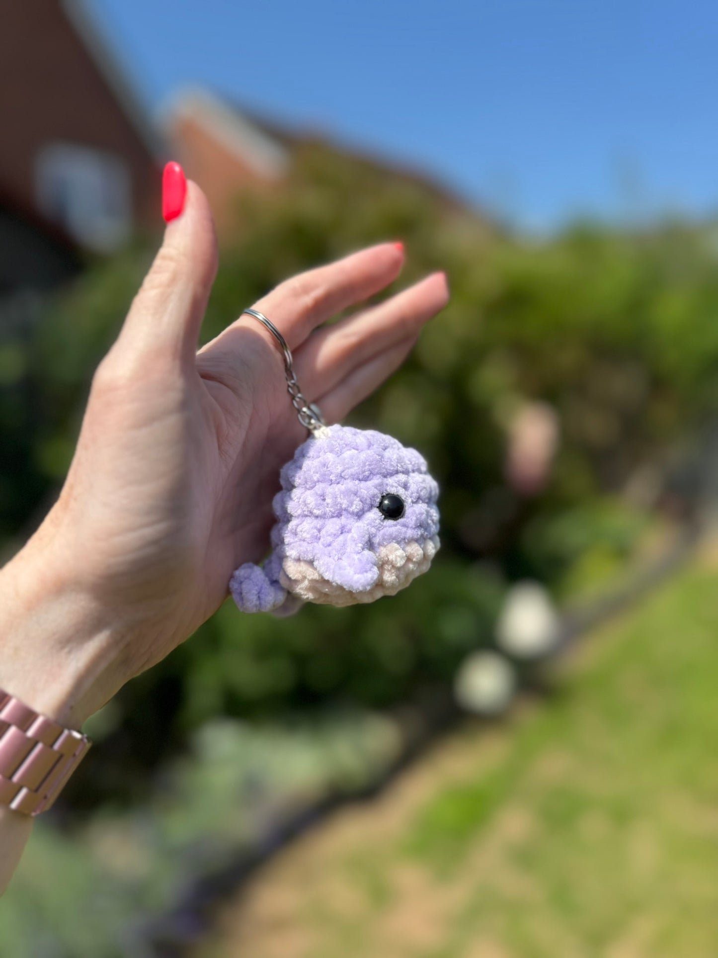 Plush Crochet Whale Keychain – Handmade Amigurumi Whale Bag Charm