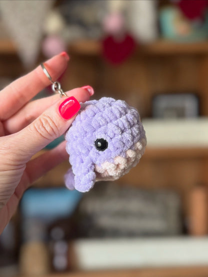 Plush Crochet Whale Keychain – Handmade Amigurumi Whale Bag Charm