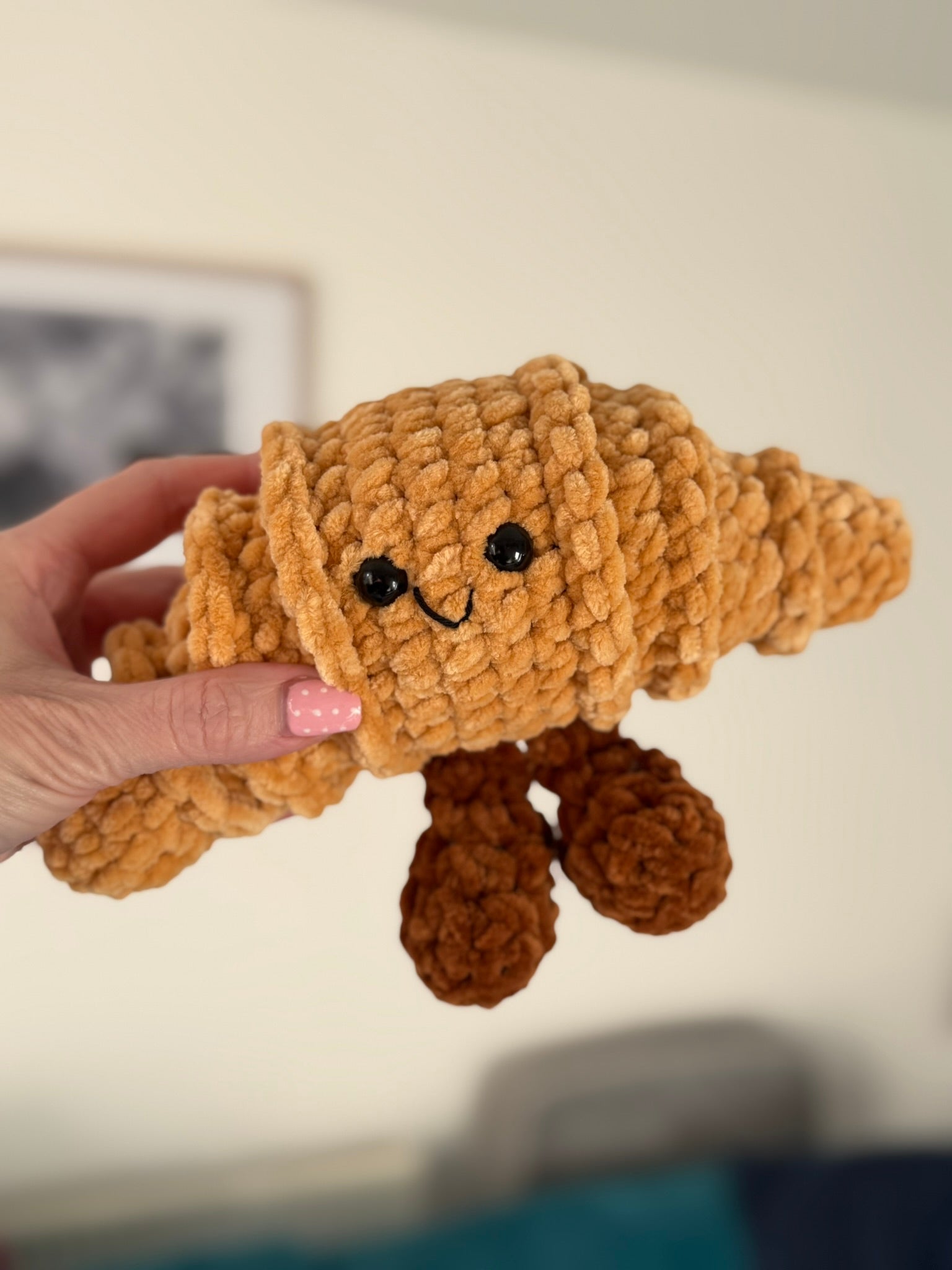 Crochet Croissant with legs cute plush