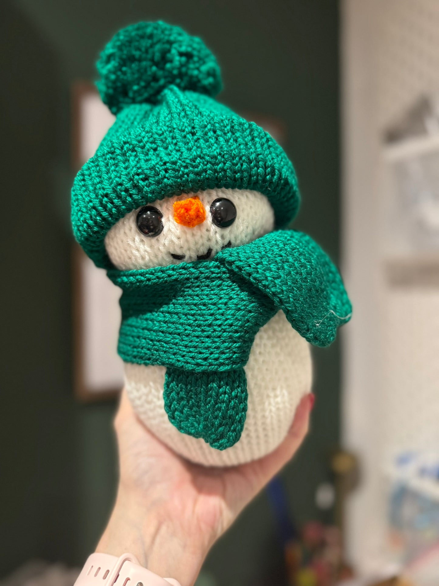 Green Knitted Snowman
