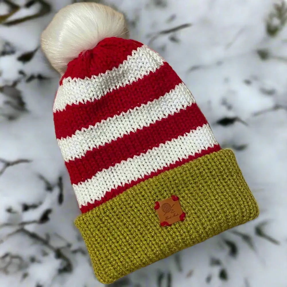 Adult Knitted Christmas Grinch style hat with Pom. - WINTER HAT KNITTED