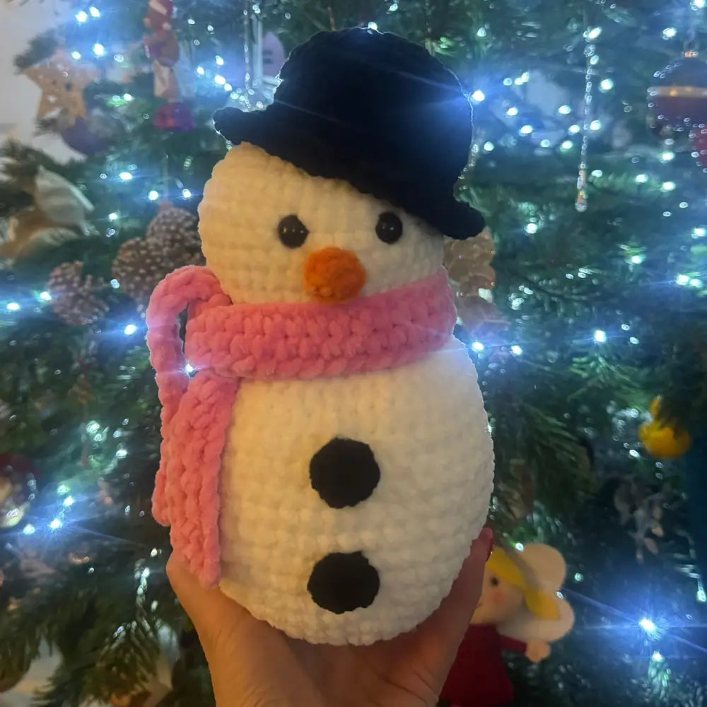 Christmas Crochet Snowman - Pink - CHRISTMAS ITEM