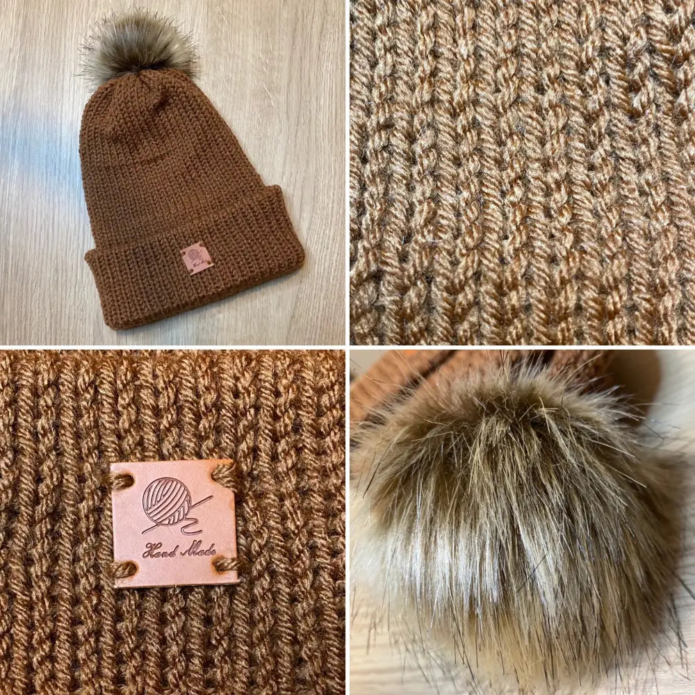 Cosy Brown Bobble Hat – Handmade Warm and Versatile - WINTER HAT KNITTED