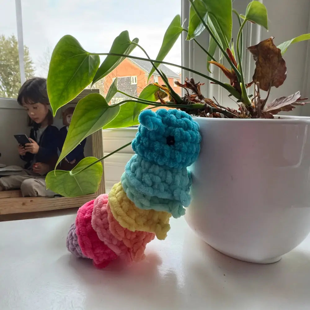 Handmade Crochet Caterpillar - Rainbow - GIFT