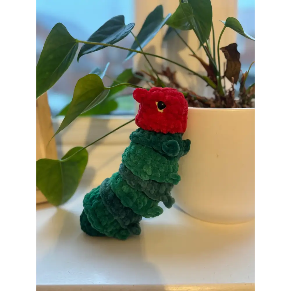 Handmade Crochet Caterpillar - Red and Green - GIFT