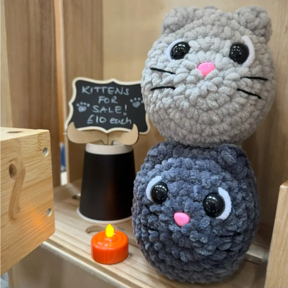 Kittens For Sale - stuffed crocheted cat - Grey - GIFT