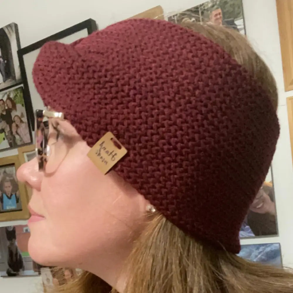 Knitted Burgandy / Wine twisted Ear Warmer - EARWARMER