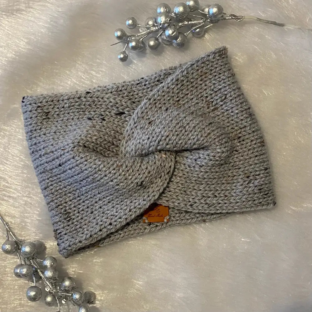 Ladies / Adult Twisted knitted headband / Ear Warmers Tweed - EARWARMER