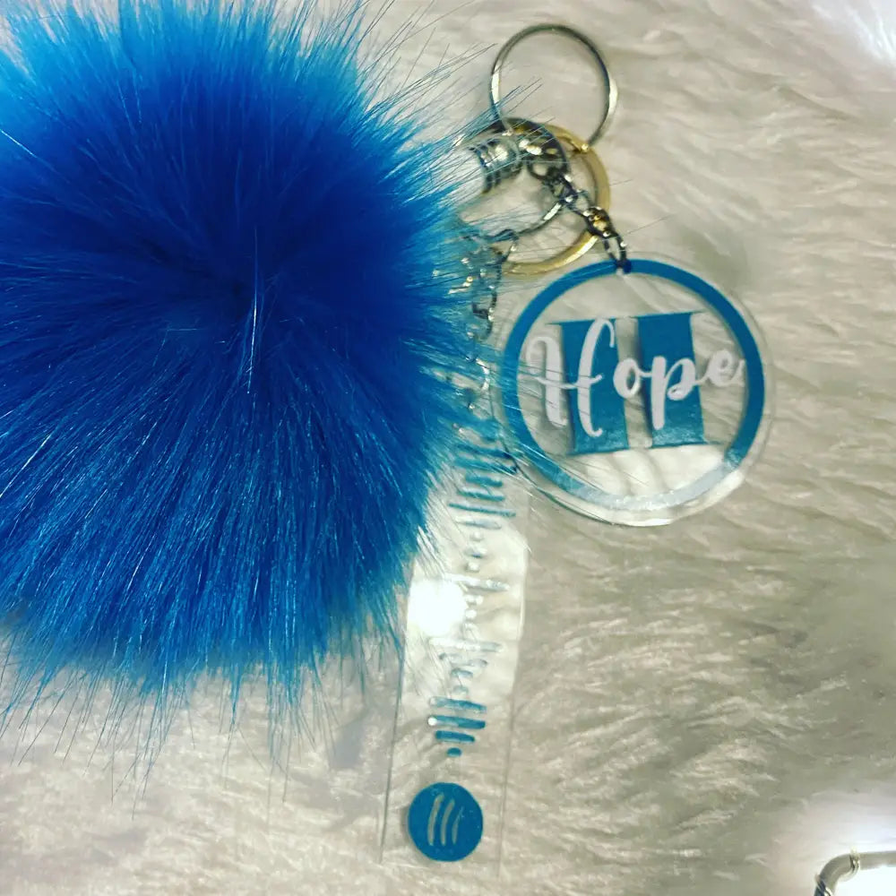 Personalised Keychain with Pom Pom and Chapstick Holder OR Wrist Strap - KEYCHAIN