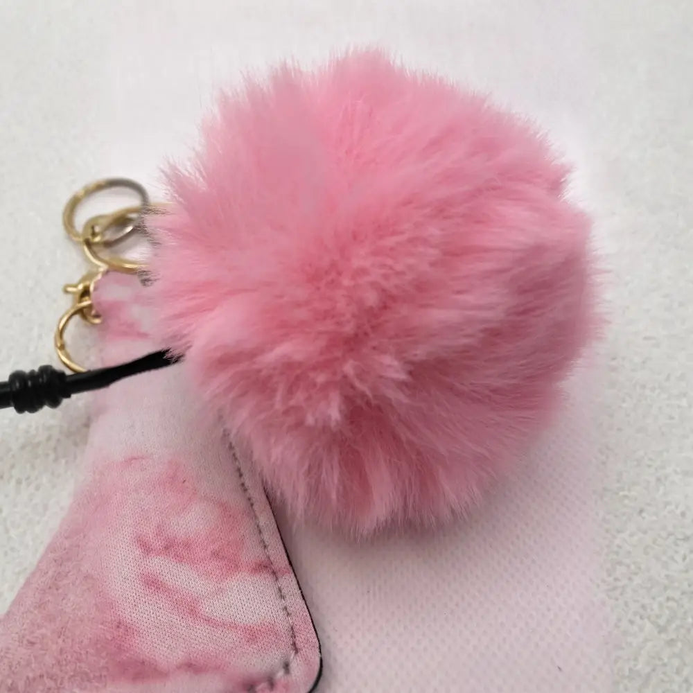 Personalised Keychain with Pom Pom and Chapstick Holder OR Wrist Strap - KEYCHAIN