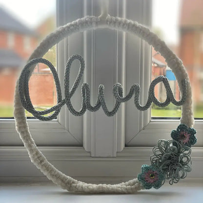 Personalised Name or Custom Wall Hanging. - Green / Flowers - HOME DECOR