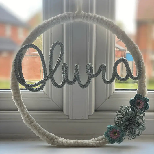 Personalised Name or Custom Wall Hanging. - Green / Flowers - HOME DECOR