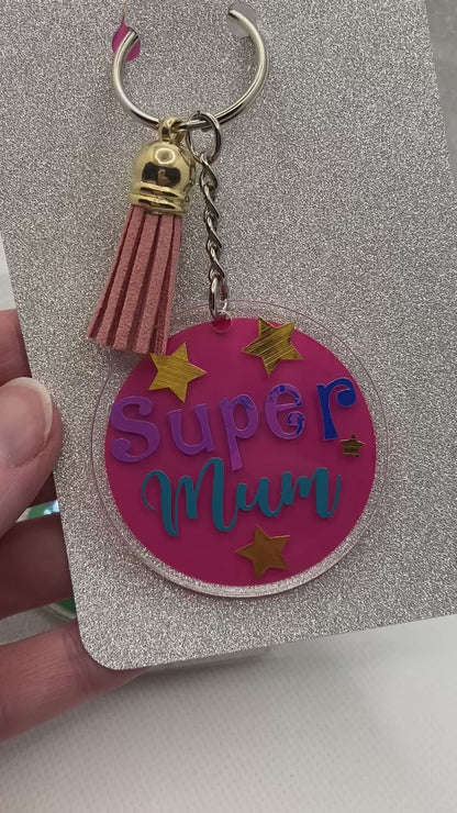Super Mum Keychain or World's Best Dad Keychain