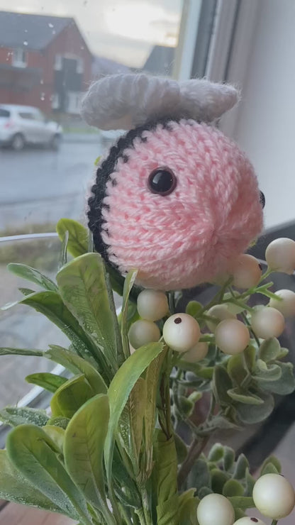 Knitted Bumble Bee in Pink or Yellow Striped