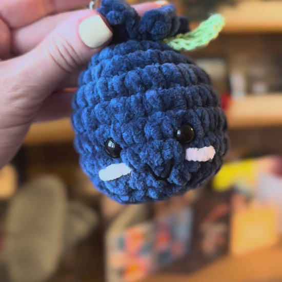 Blueberry crochet keychain