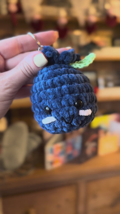 Blueberry crochet keychain