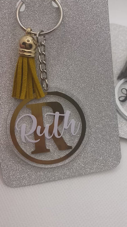 Monogram Personalised Keychain / Keyring - Gold or Silver