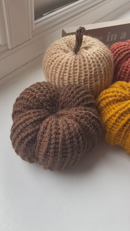 Set of Three knitted Pumpkins - Autumn Colours
