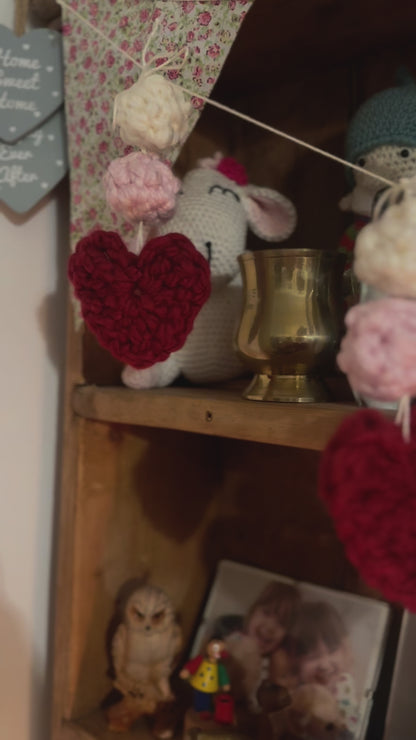 Crochet Heart Bunting - In beautiful red