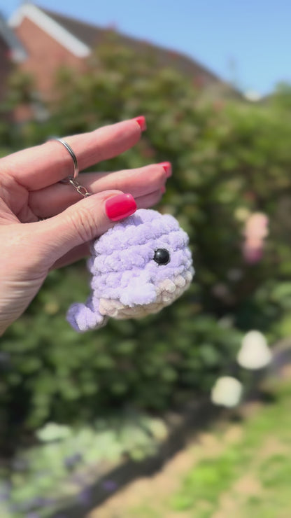 Plush Crochet Whale Keychain – Handmade Amigurumi Whale Bag Charm