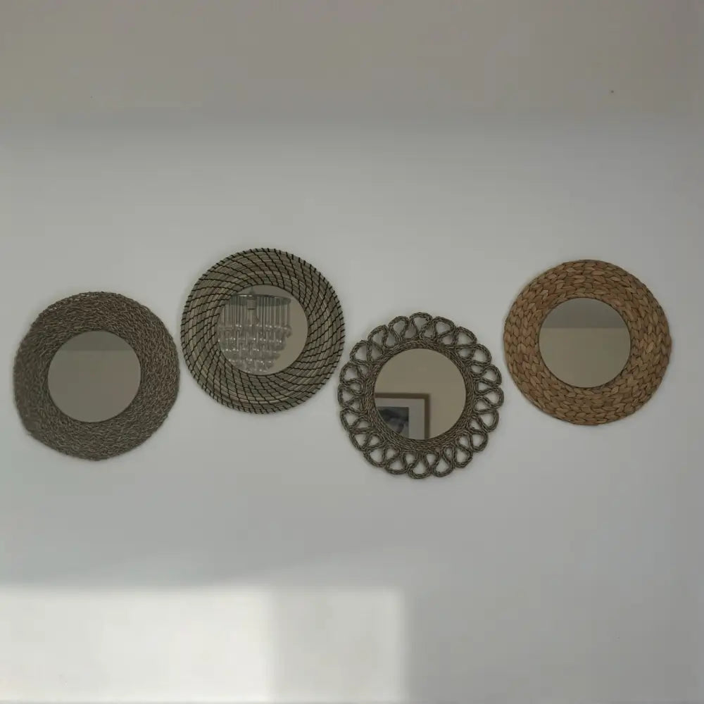 Single or set of 4 Natural wall mirrors for decor. - Set of 4 - HOME DECOR