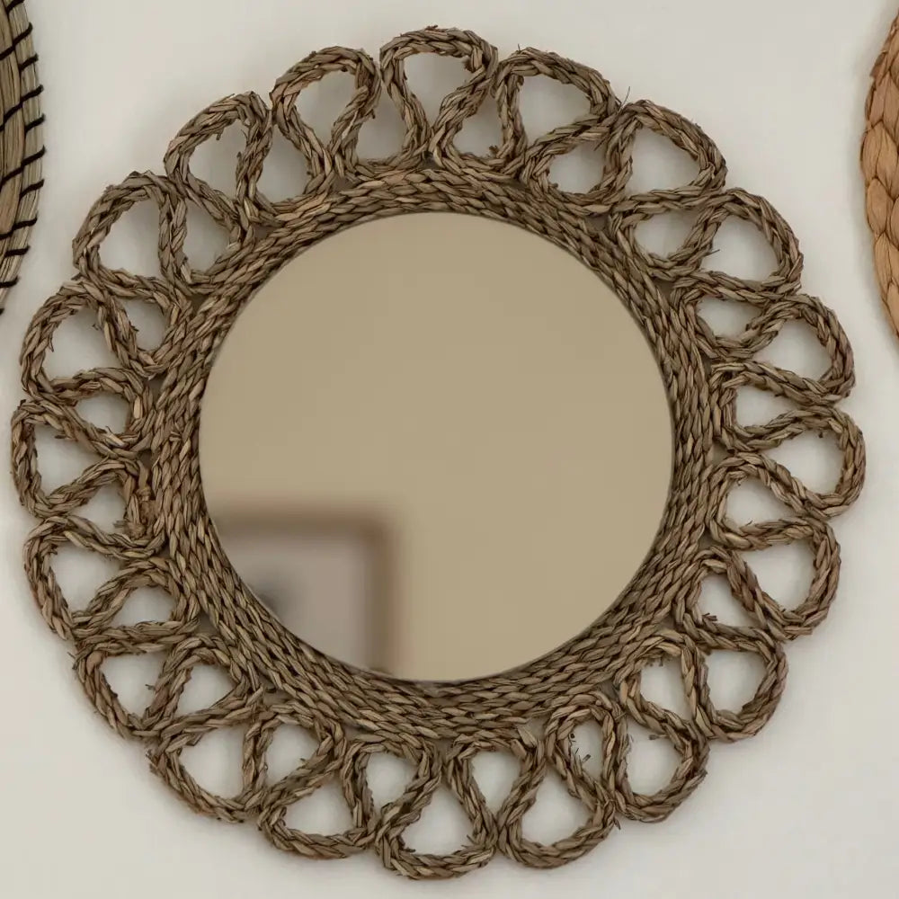 Single or set of 4 Natural wall mirrors for decor. - Seagram Black - HOME DECOR