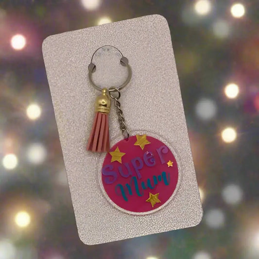 Super Mum or World’s Best Dad Keychain - Super Mum - KEYCHAIN